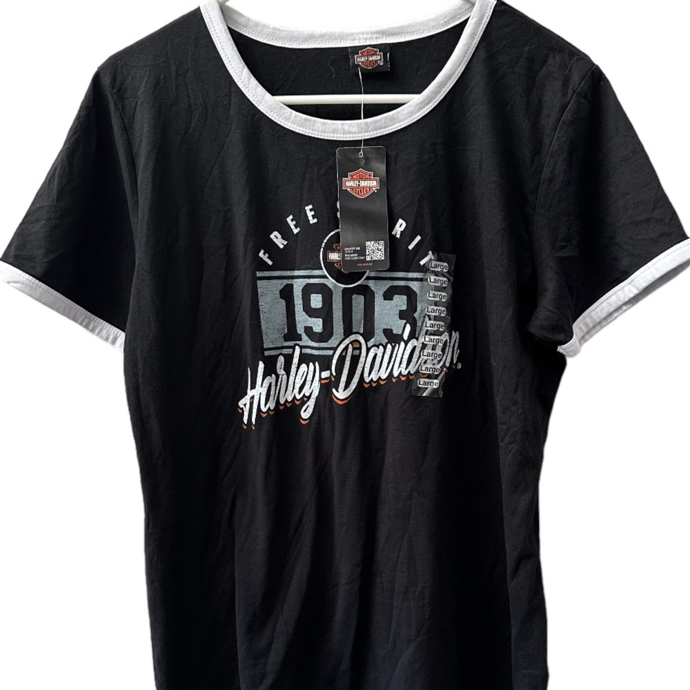 Harley-Davidson Short Sleeve Tee Shirt with Logo on Front & Back, Size L